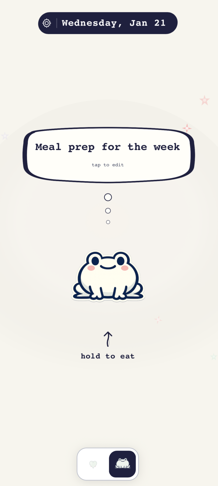 Eat The Frog app showing today’s single task: Meal prep for the week